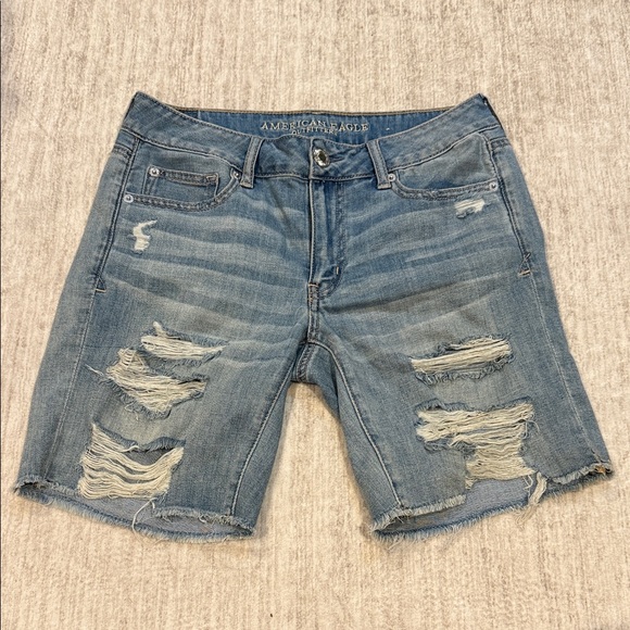 American Eagle Outfitters Pants - American Eagle Outfitters Distressed Light Blue Denim Jean Shorts